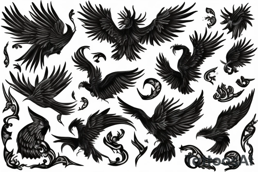 big pheonix with sun and fire around tattoo idea big pheonix with sun and fire around tattoo idea