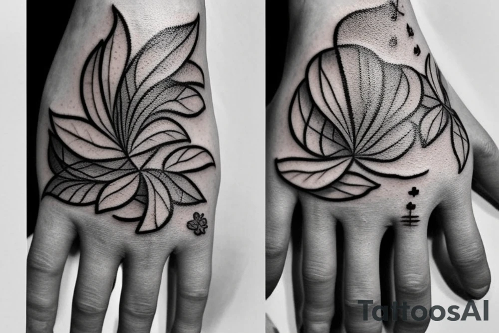 Four leaf clover on a skeleton hand tattoo idea