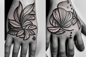 Four leaf clover on a skeleton hand tattoo idea