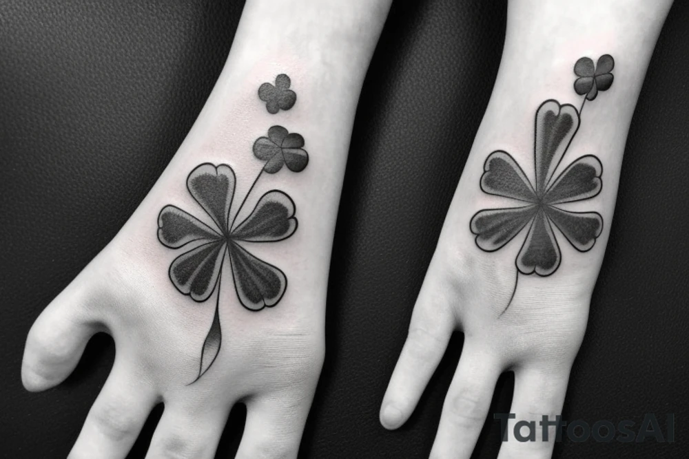 Four leaf clover on a skeleton hand tattoo idea