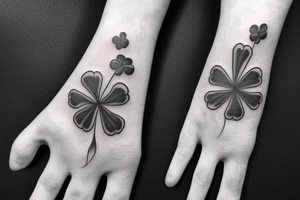 Four leaf clover on a skeleton hand tattoo idea
