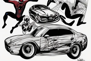 Spider man on car tattoo idea