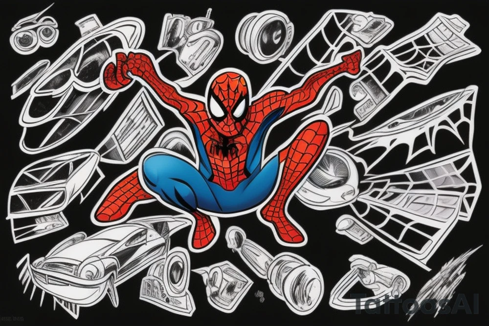 Spider man on car tattoo idea