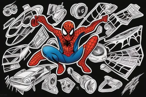 Spider man on car tattoo idea
