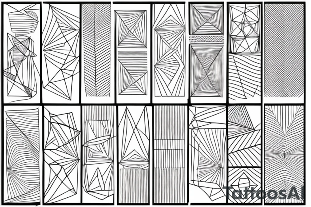 Geometric lines and small text tattoo idea
