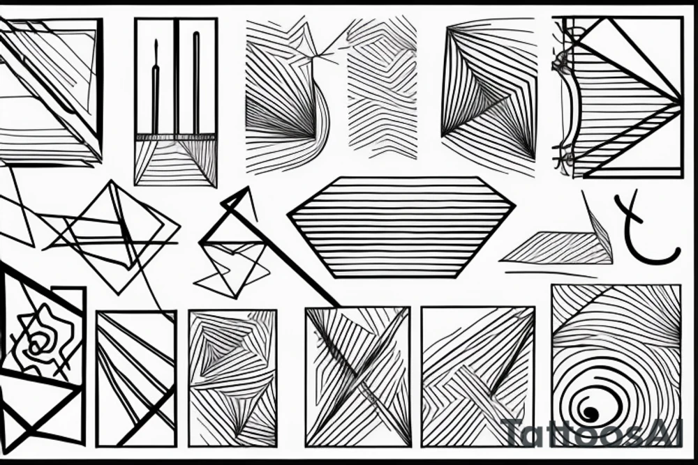 Geometric lines and small text tattoo idea
