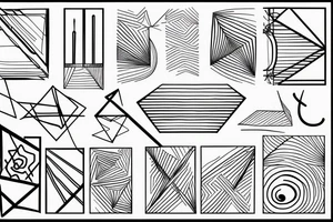 Geometric lines and small text tattoo idea