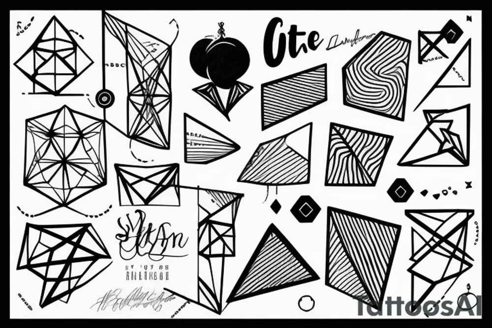 Geometric lines and small text about future tattoo idea