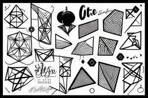 Geometric lines and small text about future tattoo idea