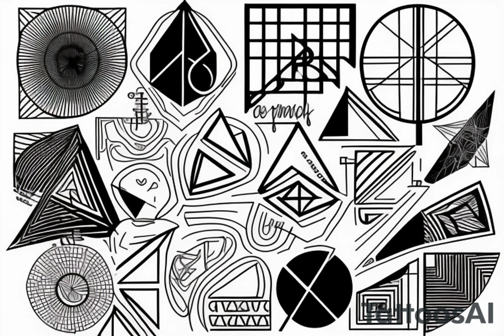Geometric lines and small text about future tattoo idea