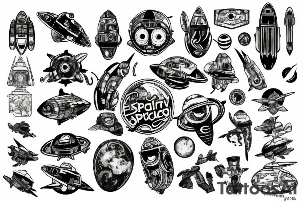 spaceship tattoo idea