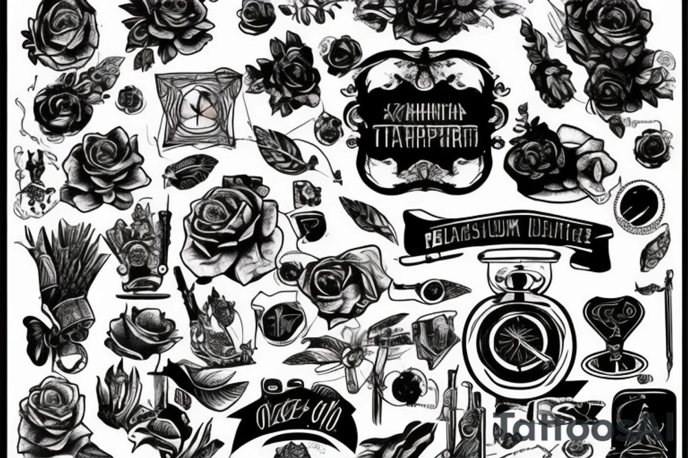 Скелет с гитарой tattoo idea
