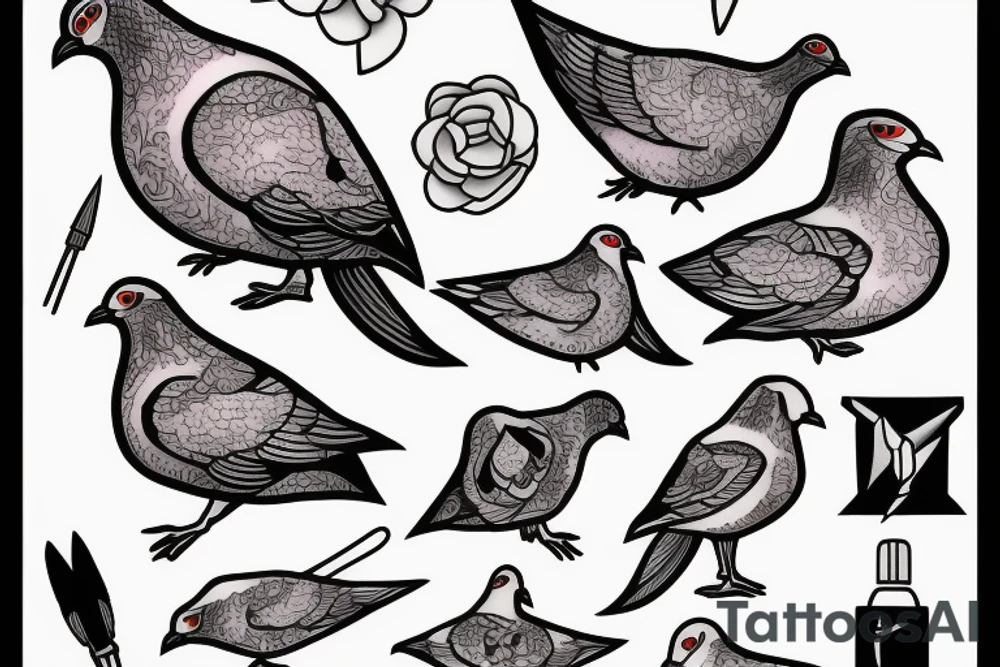 pigeon with needle and thread tattoo idea