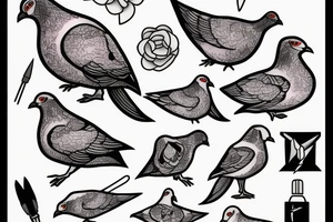 pigeon with needle and thread tattoo idea