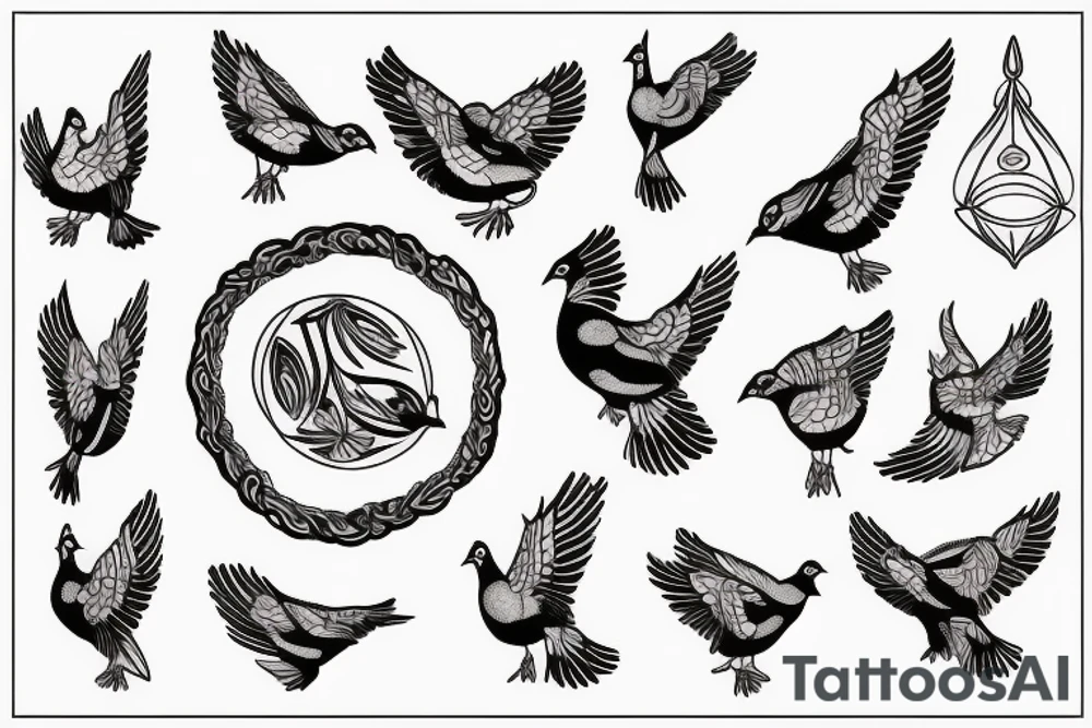 pigeon with needle and thread tattoo idea
