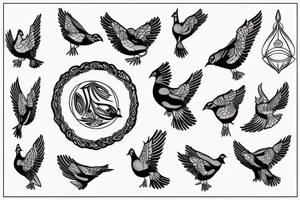 pigeon with needle and thread tattoo idea