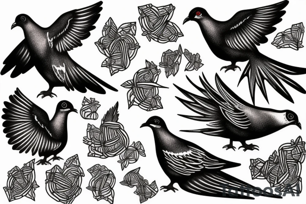 pigeon with needle and thread tattoo idea