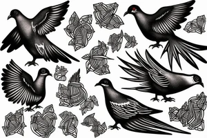 pigeon with needle and thread tattoo idea