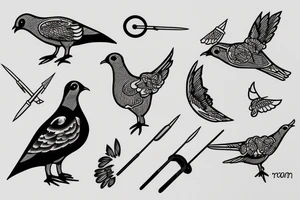 pigeon with needle and thread tattoo idea