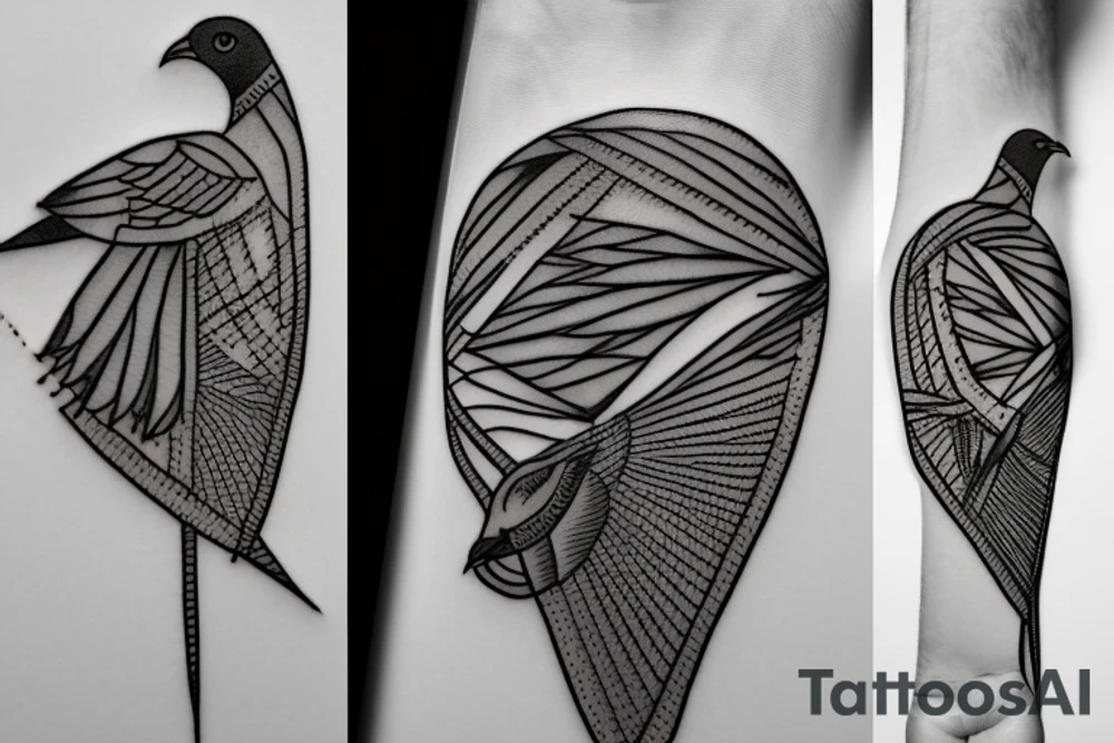 pigeon with needle and thread tattoo idea