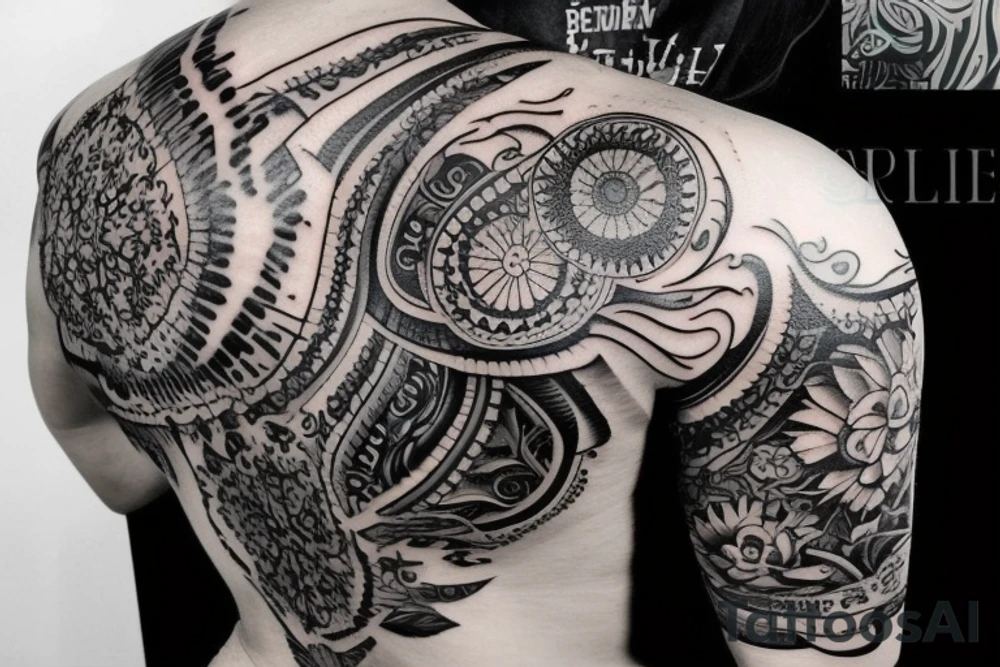 Одуванчик сдувает ветром и летают птички tattoo idea