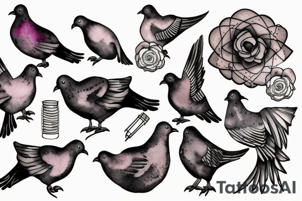 pigeon with needle and thread tattoo idea