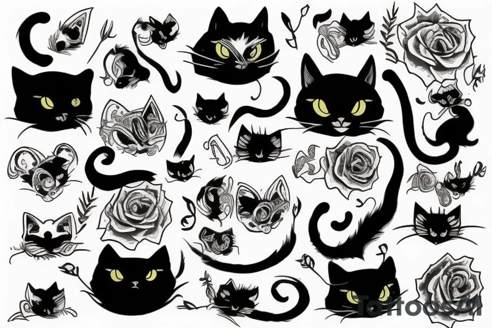 Black cat tattoo idea