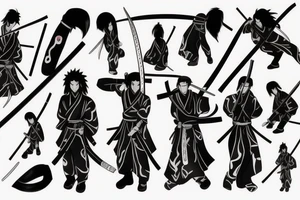 Black samuraii with katana-blade in his heart tattoo idea