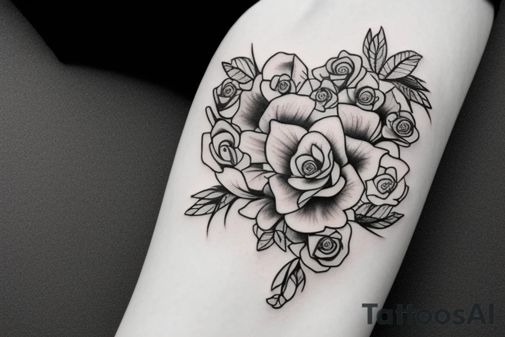 Flowers Heart tattoo idea