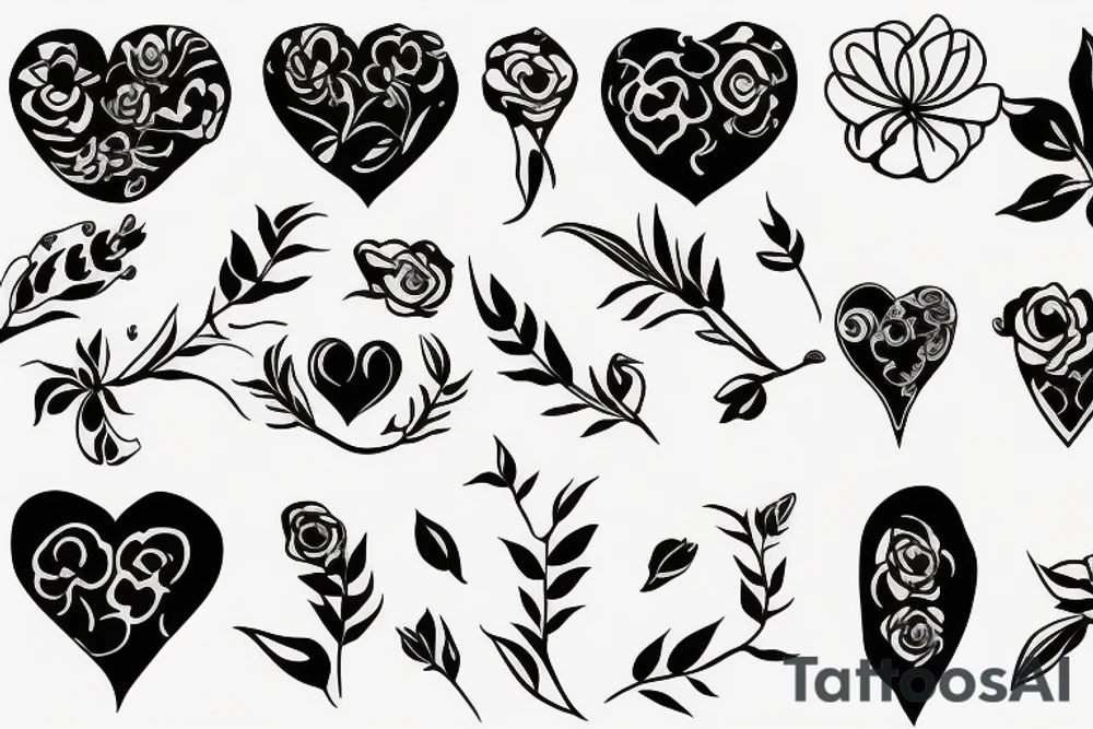Flowers Heart tattoo idea