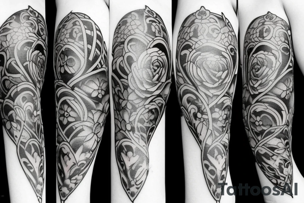 Flowers Heart arm tattoo idea
