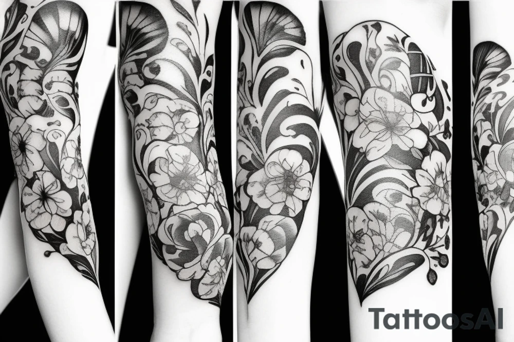 Flowers Heart arm tattoo idea