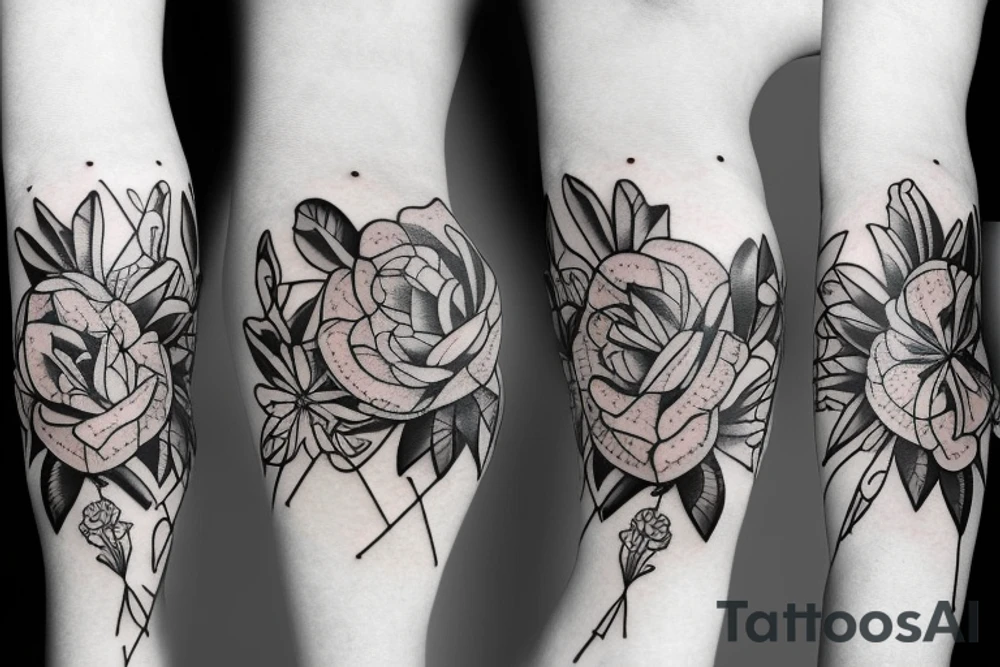 Flowers Heart arm tattoo idea