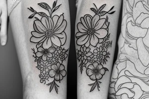 Flowers Heart arm mother daughter tattoo idea