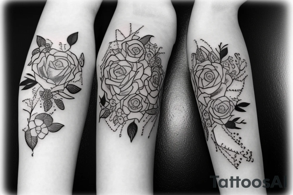 Flowers Heart arm mother daughter tattoo idea