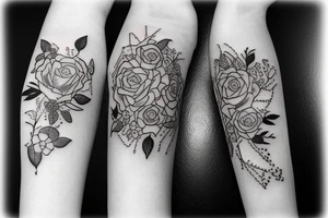 Flowers Heart arm mother daughter tattoo idea