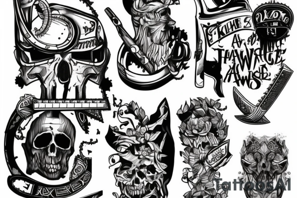 axe and chainsaw tattoo idea