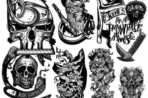 axe and chainsaw tattoo idea