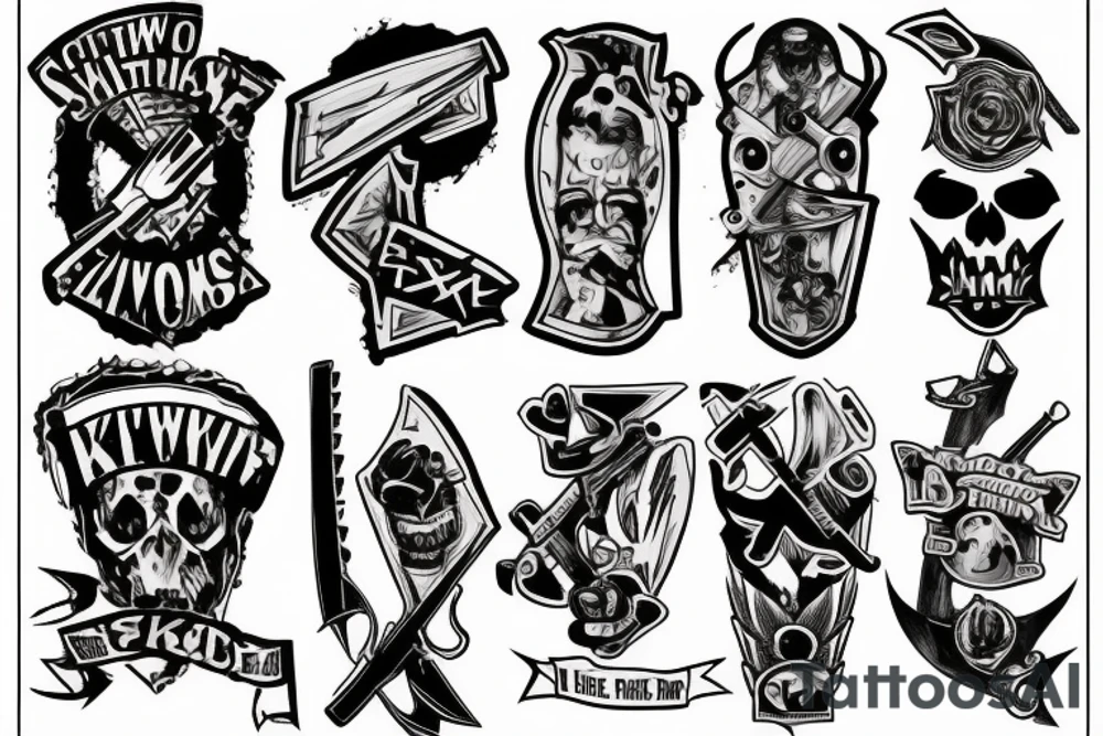 axe and chainsaw tattoo idea