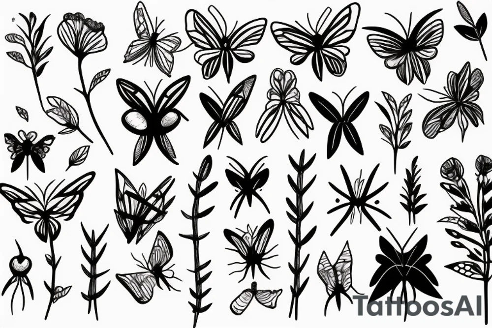 moth plant twigs flowers tattoo idea