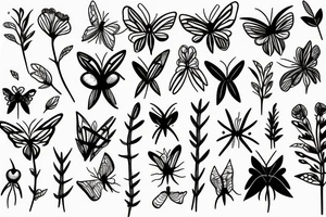 moth plant twigs flowers tattoo idea