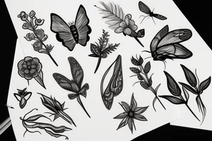 moth plant twigs flowers tattoo idea