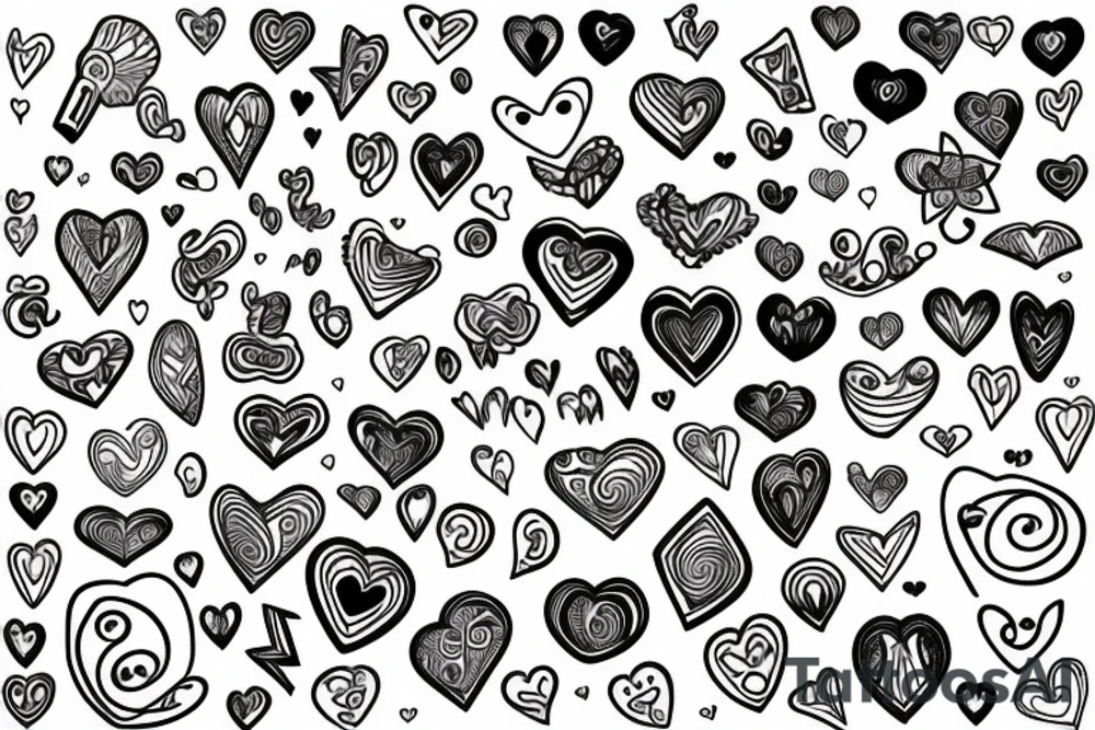 Abstract line with hearts tattoo idea