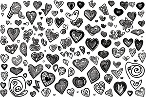 Abstract line with hearts tattoo idea