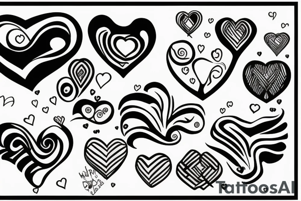 Abstract line with hearts tattoo idea