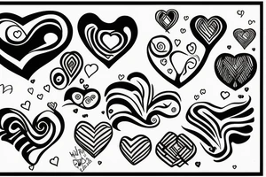 Abstract line with hearts tattoo idea