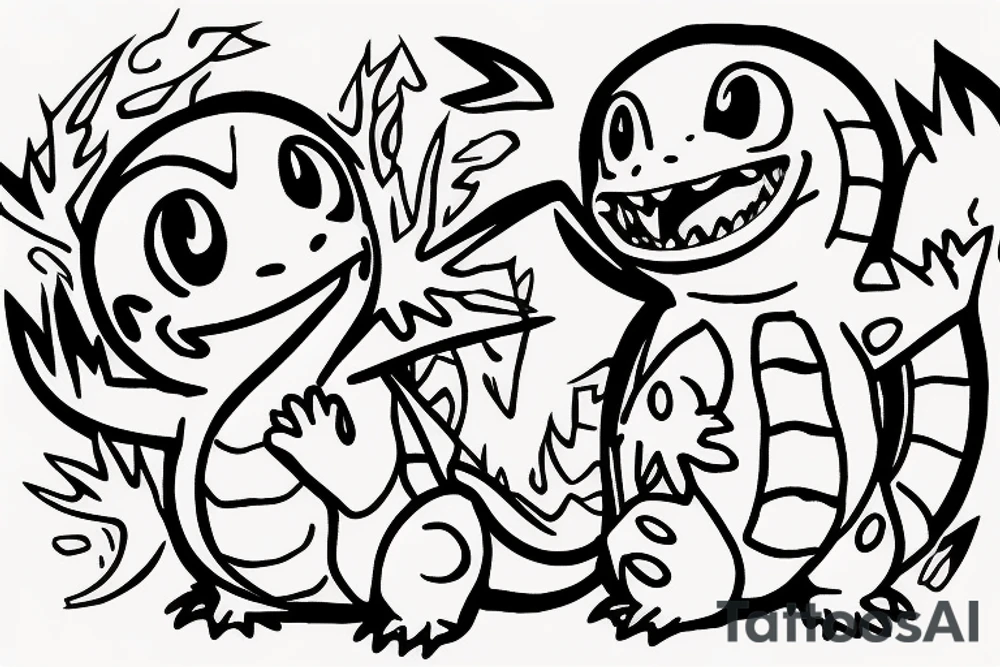 Charmander and totodile tattoo idea