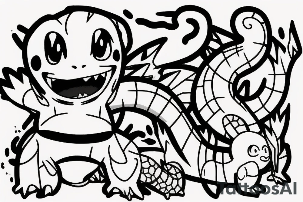 Charmander and totodile tattoo idea