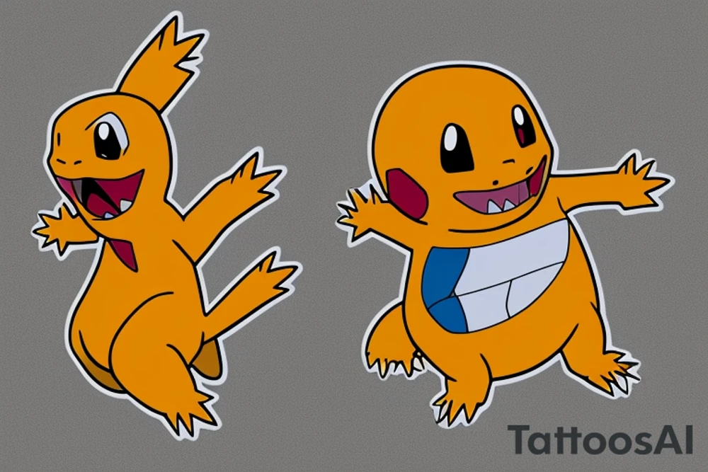 Charmander and totodile tattoo idea