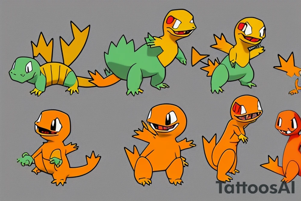 Charmander and totodile tattoo idea